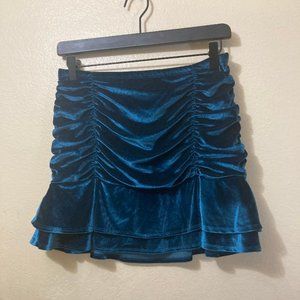 Wild Fable Women's Blue Velvet Ruched Scrunch Y2K Inspired Mini Skirt Size Small